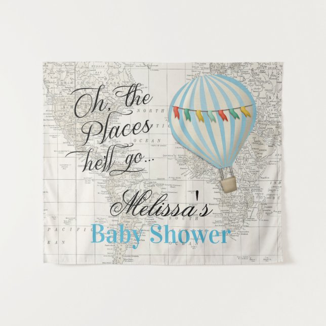 Tenture Fond de toile de fond pour Baby Shower garçon avec (Devant (Horizontal))