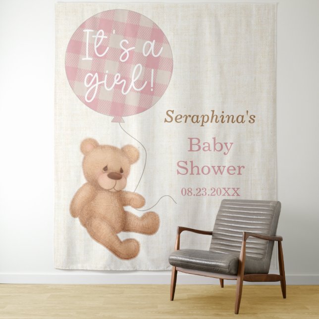 Tenture Fond de toile de fond pour Baby Shower Ours en Ted (En situation)