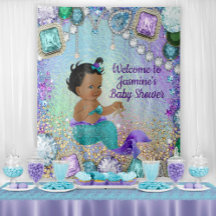 Fond de toile de fond pour Baby Shower Sirène Bijo