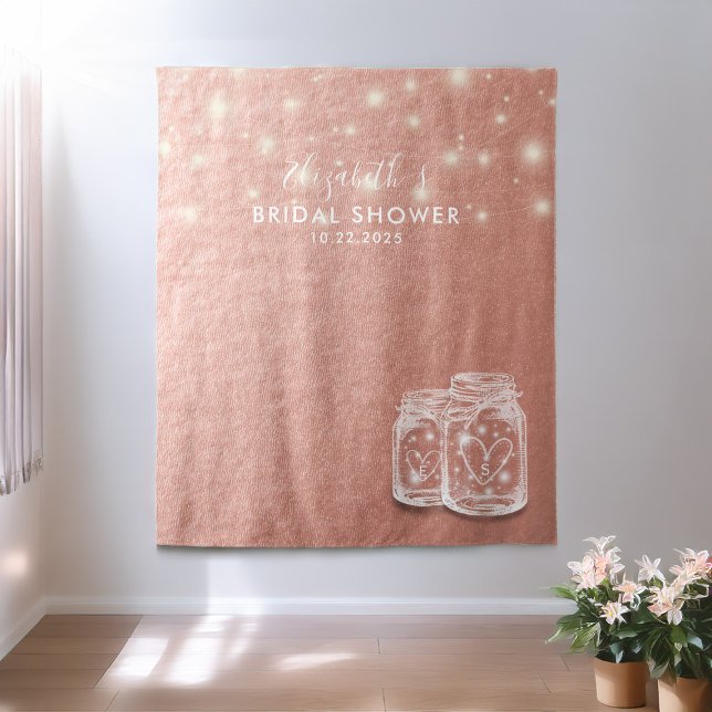 Tenture Fond de toile de mariage couple pots Mason rose go (Créateur téléchargé)