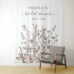 Tenture Fond de toilette de mariage d'automne aux fleurs s
