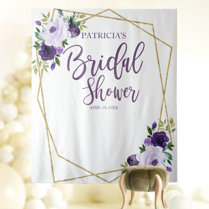 Tenture Fond de toilette de mariage floral Or Violet
