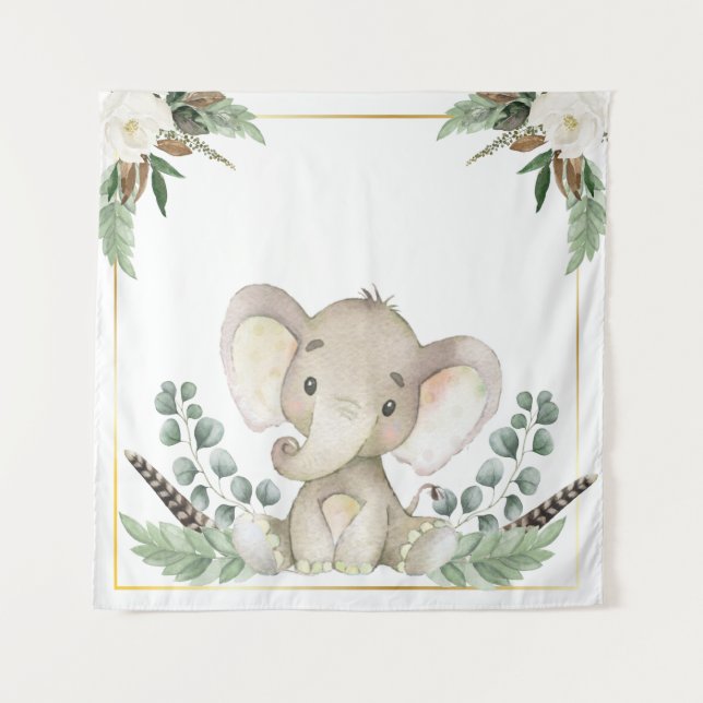 Tenture Fond de toilette pour bébé éléphant doré (Devant)