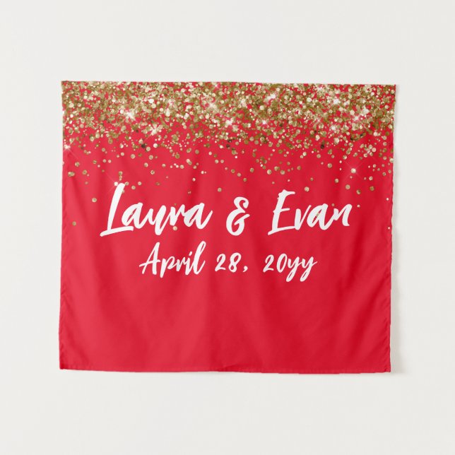 Tenture Fond d'écran personnalisé Mariage Photo Booth Roug (Devant (Horizontal))