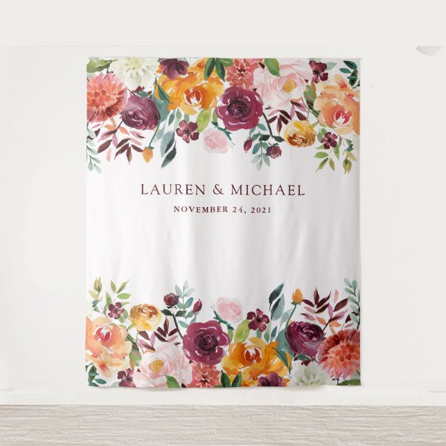 Tenture Fond floral Bourguignon | Accessoire de photobooth (Devant)