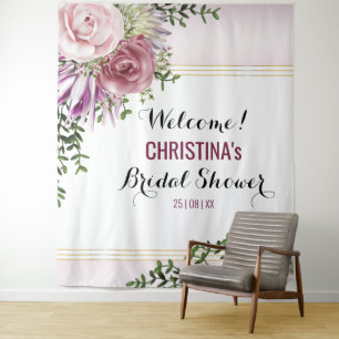 Tenture Fond floral mauve rose pâle