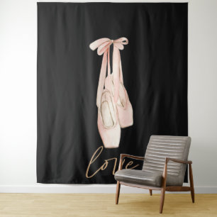 Tenture Fond noir de studio de danse de ballet rose amour 