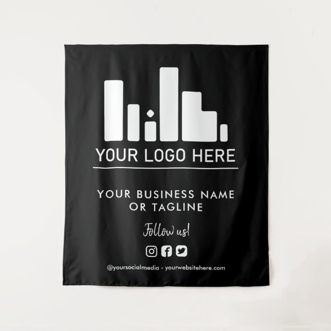 Tenture Fond noir grand logo et toile de fond pour les méd (Devant)
