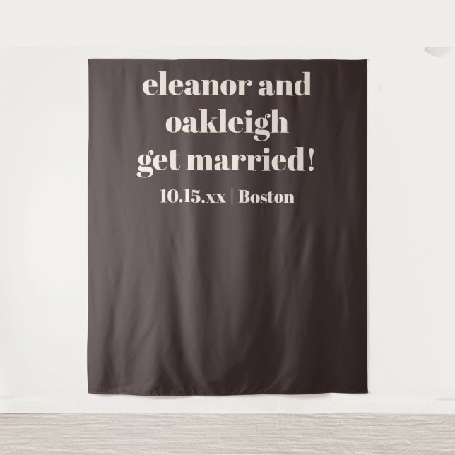 Tenture Fond personnalisé de mariage moderne marron avec p (Devant)