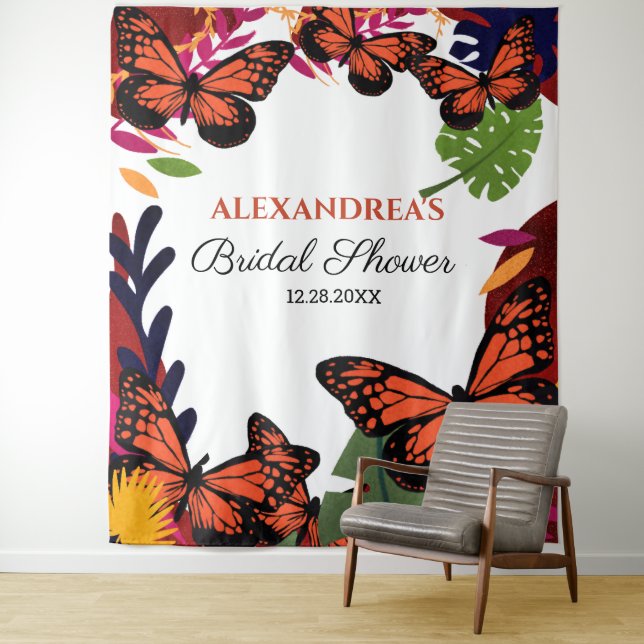 Tenture Fond photographique floral papillons pour enterrem (En situation)