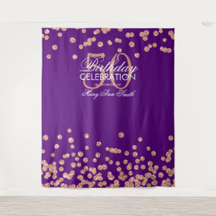 Tenture Fond pour 50e anniversaire Rose Gold Confetti Viol