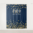 Fond pour 60e anniversaire or bleu marine confetti