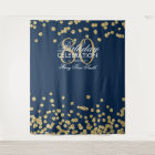 Fond pour 80e anniversaire or confettis marine