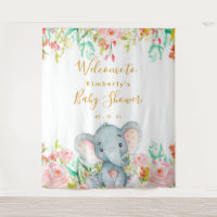 Fond pour Baby Shower Fille Éléphant