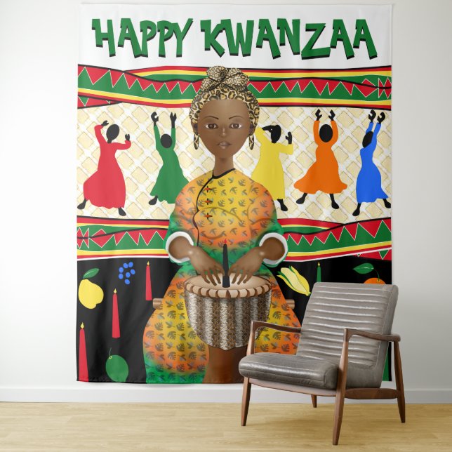 Tenture Fond pour la fête de Kwanzaa des Afro-Américains (En situation)