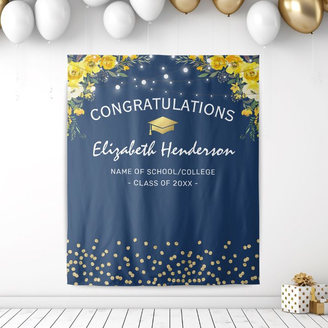 Tenture Fond pour photo de remise de diplôme à fleurs jaun (Créateur téléchargé)