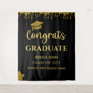 Tenture Fond pour photo de remise de diplôme pailleté noir