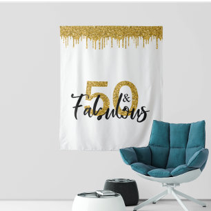 Tenture Fond pour Photobooth 50 ans et Fête Incroyable Or