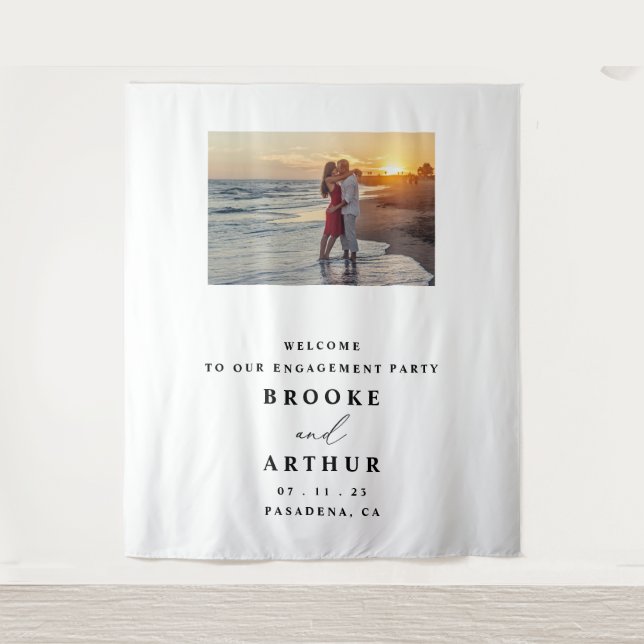 Tenture Fond pour Photobooth de Fête de Fiançailles Avec P (Devant)