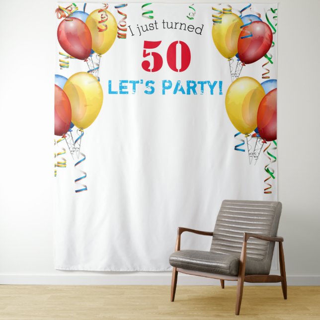 Tenture Fond pour photomaton d'anniversaire 50 ans avec ba (En situation)