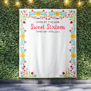 Tenture Fond pour photos de Sweet Sixteen Fleurs mexicaine