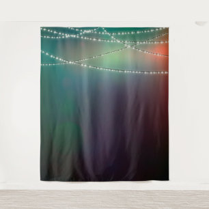 Tenture Fond vert avec guirlande lumineuse pour photos
