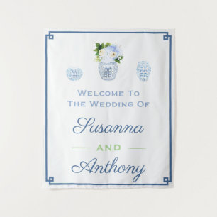 Tenture Fond virtuel de bienvenue pour mariage de style ch
