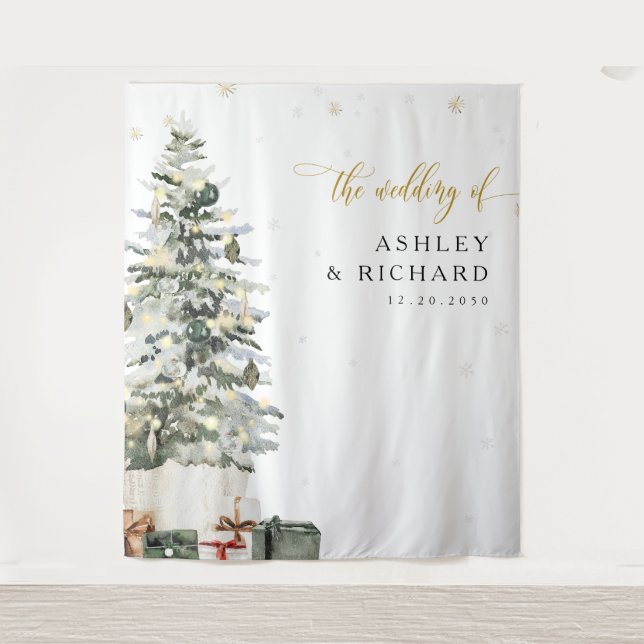 Tenture Fonds de Décoration de Mariage avec Sapin de Noël (Devant)