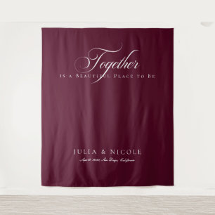 Tenture Fonds de mariage à calligraphie burgonde classique