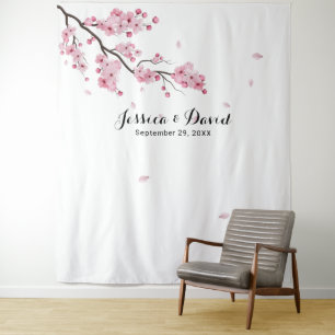 Tenture Fonds de mariage floraux rose de cerisier
