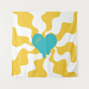 Tenture Fonte cardiaque - Turquoise et Jaune