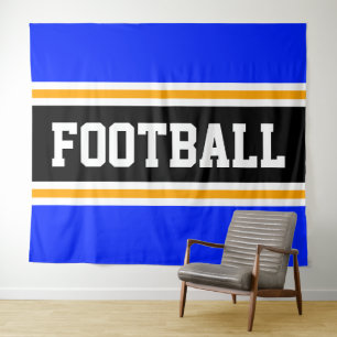 Tenture FOOTBALL Athlète Bleu Noir Jaune Stripes De Course