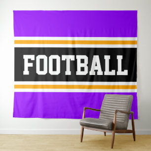 Tenture FOOTBALL brillant violet noir jaune rayures de cou