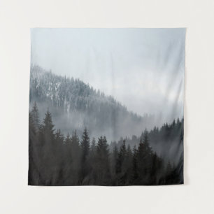 Tenture Forêt de montagne Misty : Vue Pittoresque du paysa