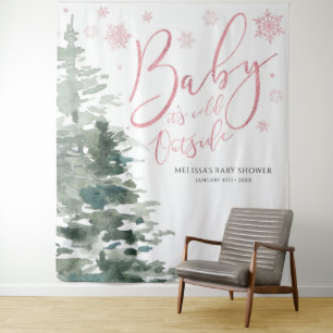 Tenture Forêt d'hiver Bébé rose Il fait froid dehors