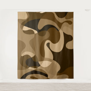 Tenture Formes biologiques tourbillonnant abstraites Brown