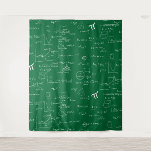 Tenture Formules et équations mathématiques vertes et blan