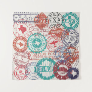 Tenture Fort Worth Texas : timbres de voyage.