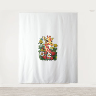 Tenture Fraises et fleurs de girafe Gira mignonne graphiqu