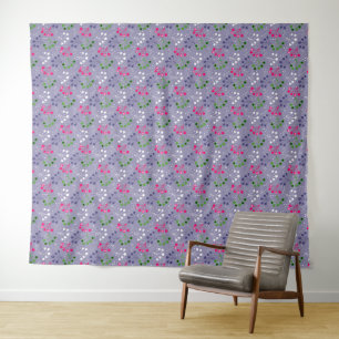 Tenture Framboise multicolore simple motif rétro années 6
