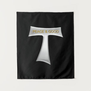 Tenture Franciscan Tau Cross Paix et bon argent et or