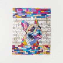 French Bulldog -Frenchie - mosaïque colorée