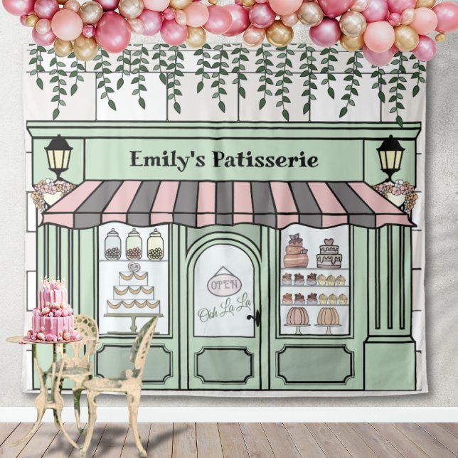 Tenture French Paris Bakery Cafe Patisserie Backdrop (French Parisian Cafe backdrop)