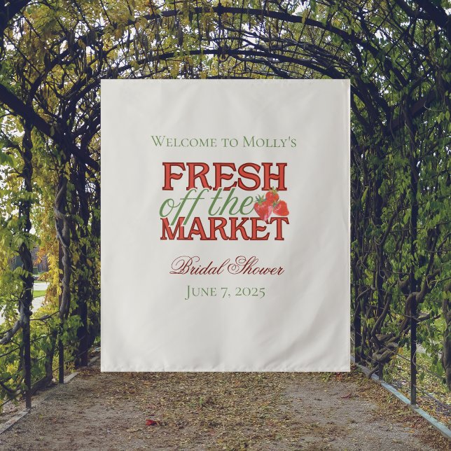 Tenture Fresh Off Market - Personnalisé Moderne Maridal (Fresh Off the Market banner with modern serif font – perfect for engagement or bridal celebrations!)