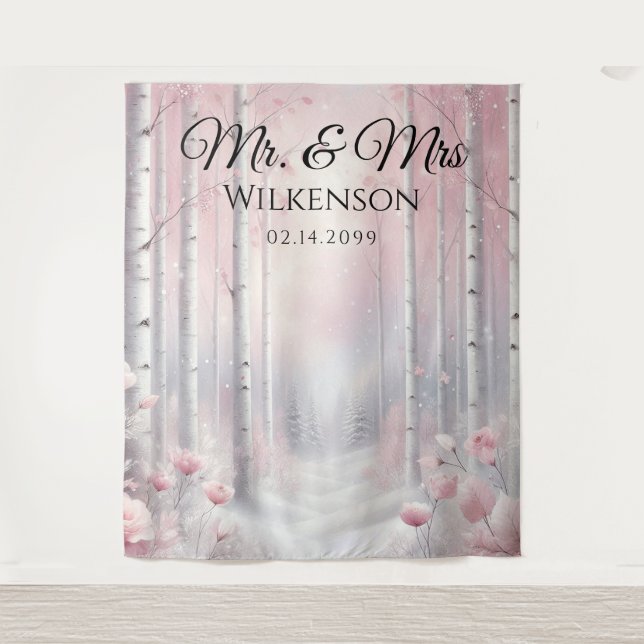 Tenture Frosted Petals in a Winter Woodland Wedding  (Devant)