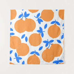 Tenture Fruit orange : Motif exquis bleu-bracelet.