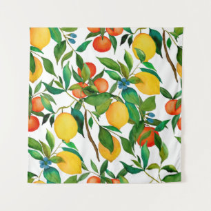 Tenture Fruits d'agrumes, motif d'aquarelle vibrante.