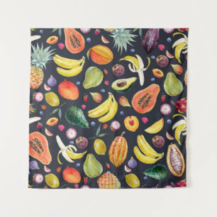 Tenture Fruits tropicaux : Aquarelle Motif Multifruit.