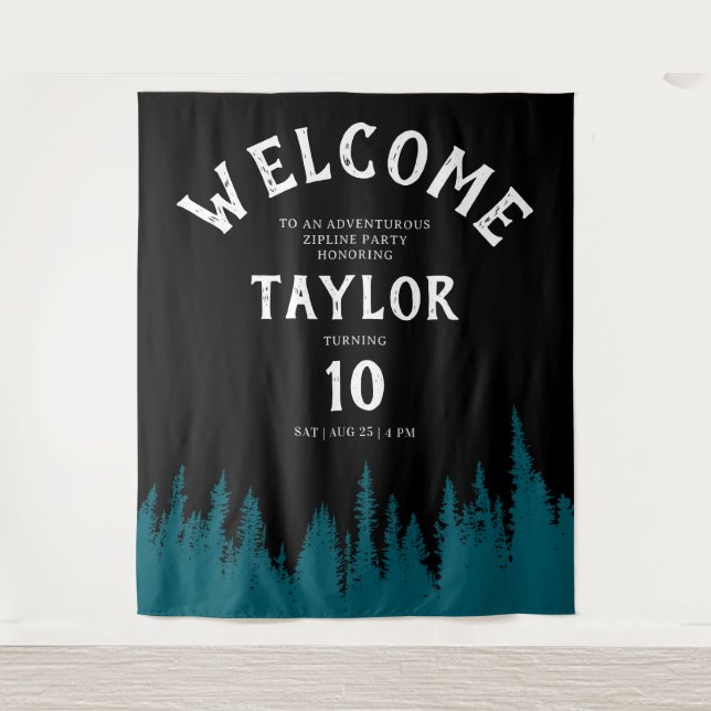 Tenture Fun Black Adventure Zipline Outdoor Forest Party (Devant)