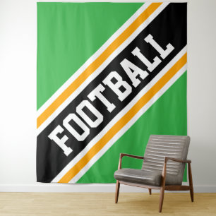 Tenture Fun de FOOTBALL Bright Green Black Racing Stripes